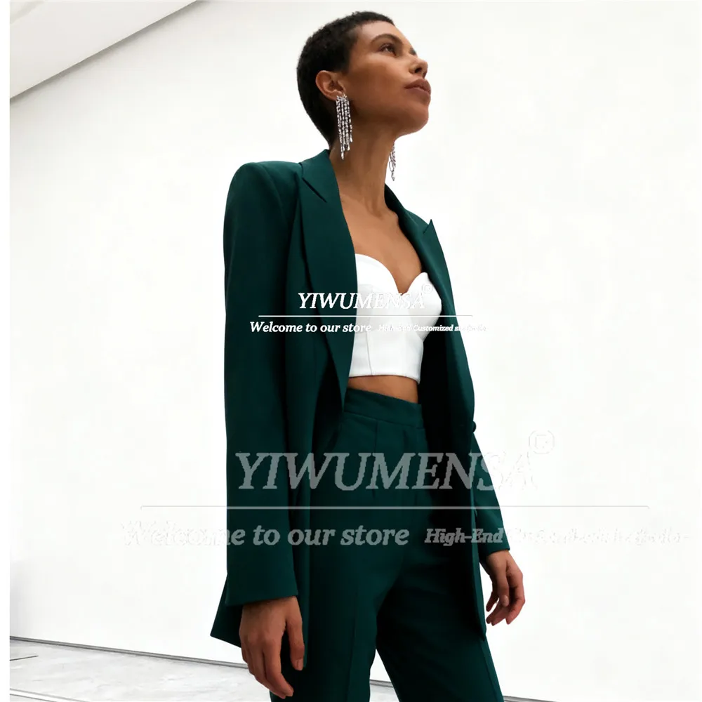 Unique Design Women Suit For Wedding Reception 2 Pieces Sets Single Breasted Blazers Long Customized חליפות לנשים