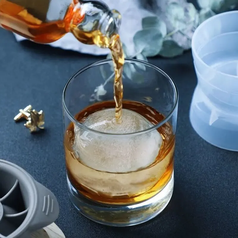 2pcs Bar Whiskey Round Ice Cube Maker Silicone Large Ball Shape Spherical Ice Cube Mould Machine Quick Freezer Kitchen Gadgets