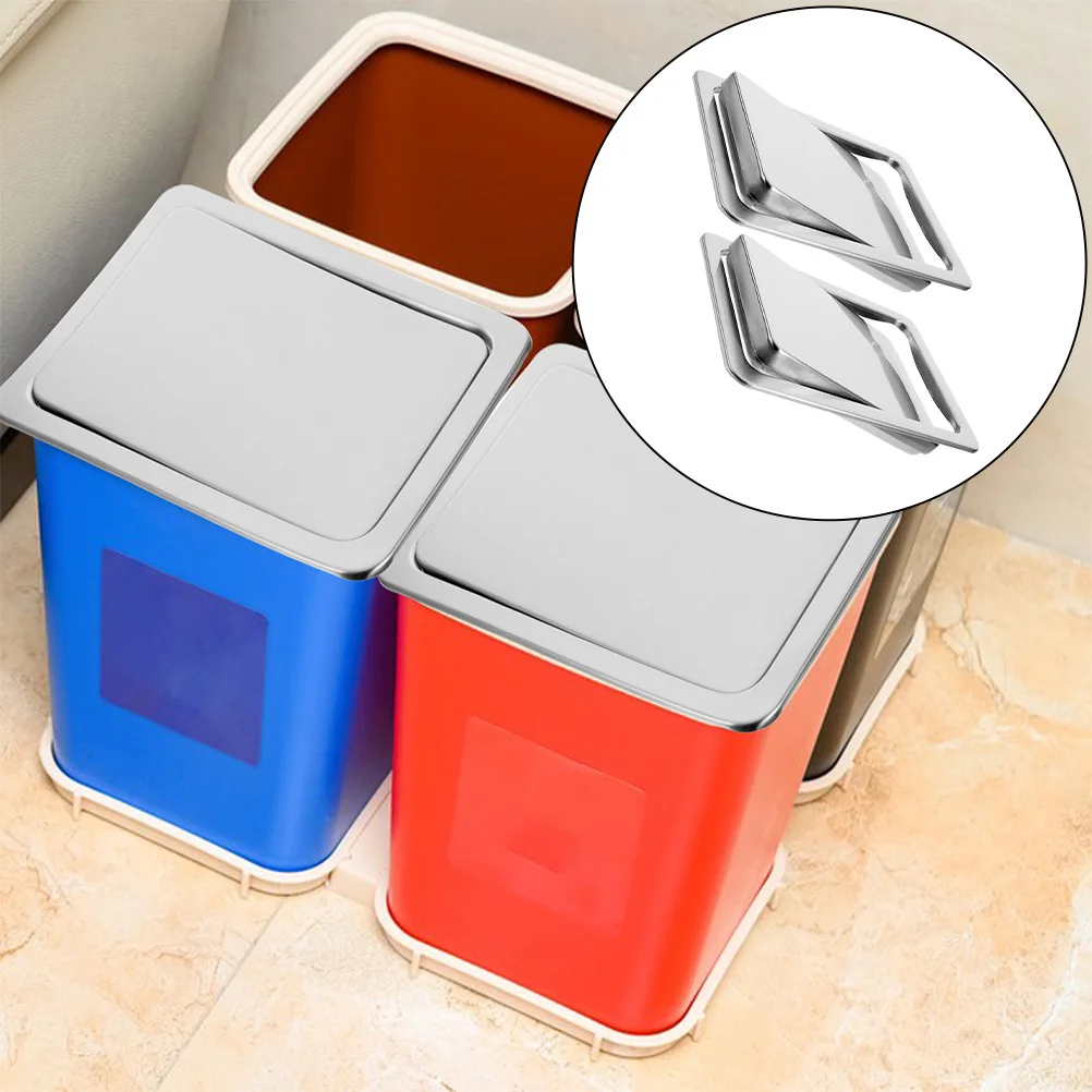 

2Pcs Recessed Trash Can Lid Brushed Stainless Steel Swing Cover for Kitchen Cabinets Countertop Waste Grommet Concealed Trash