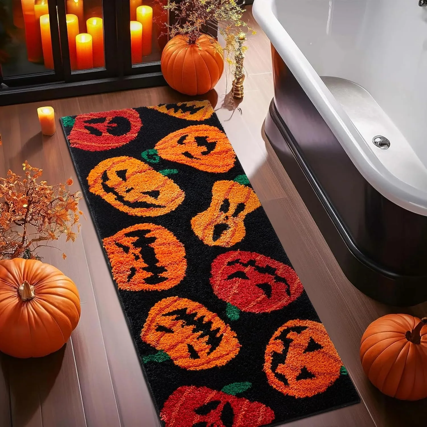 

Halloween rug | Pumpkin head pattern print | Soft and comfortable non-slip design Machine washable | Halloween home decoration