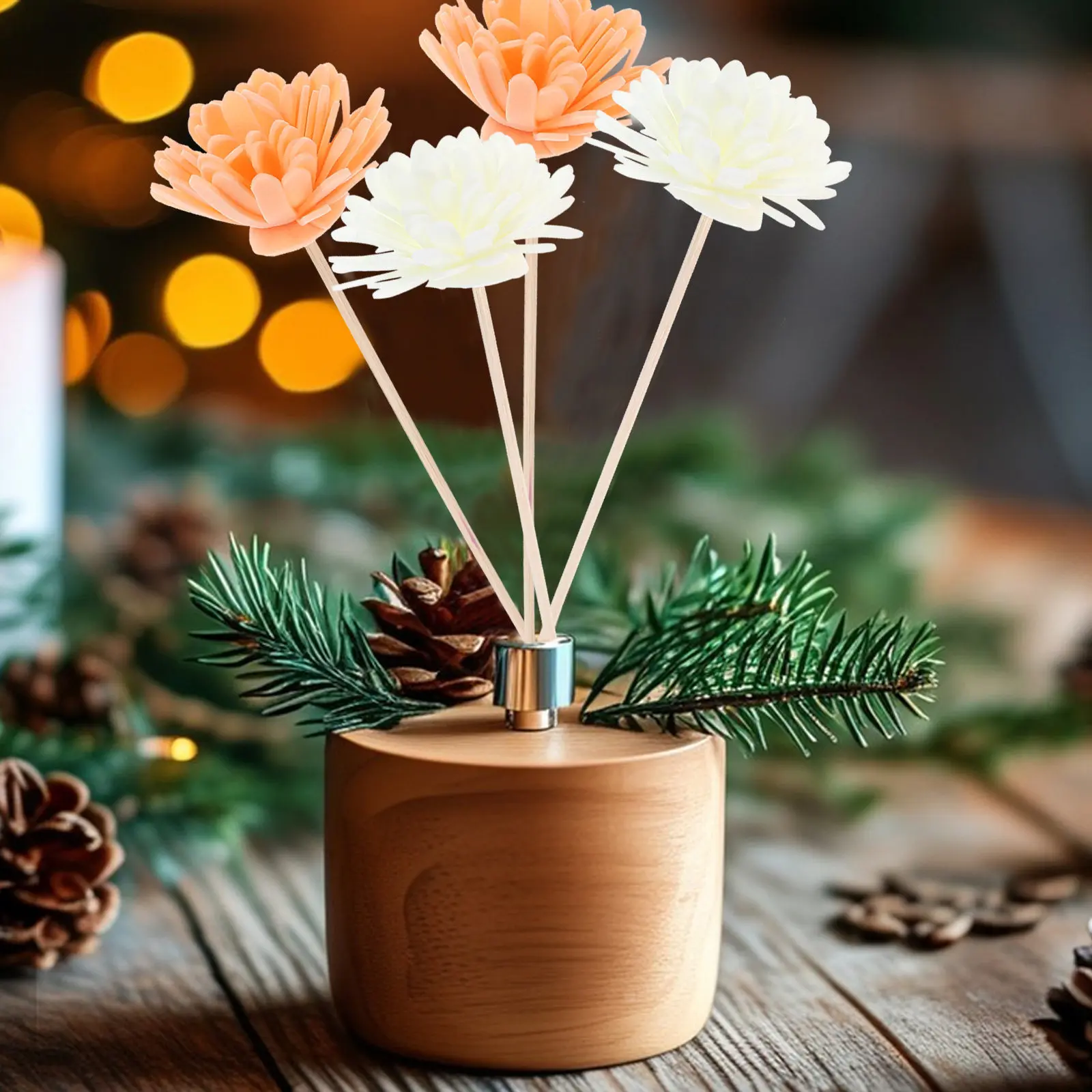 12Pcs Flameless Rattan Reed Fragrance Diffuser Sticks Artificial Flower Scent Refill for Home Office Bathroom Hotel Longlasting