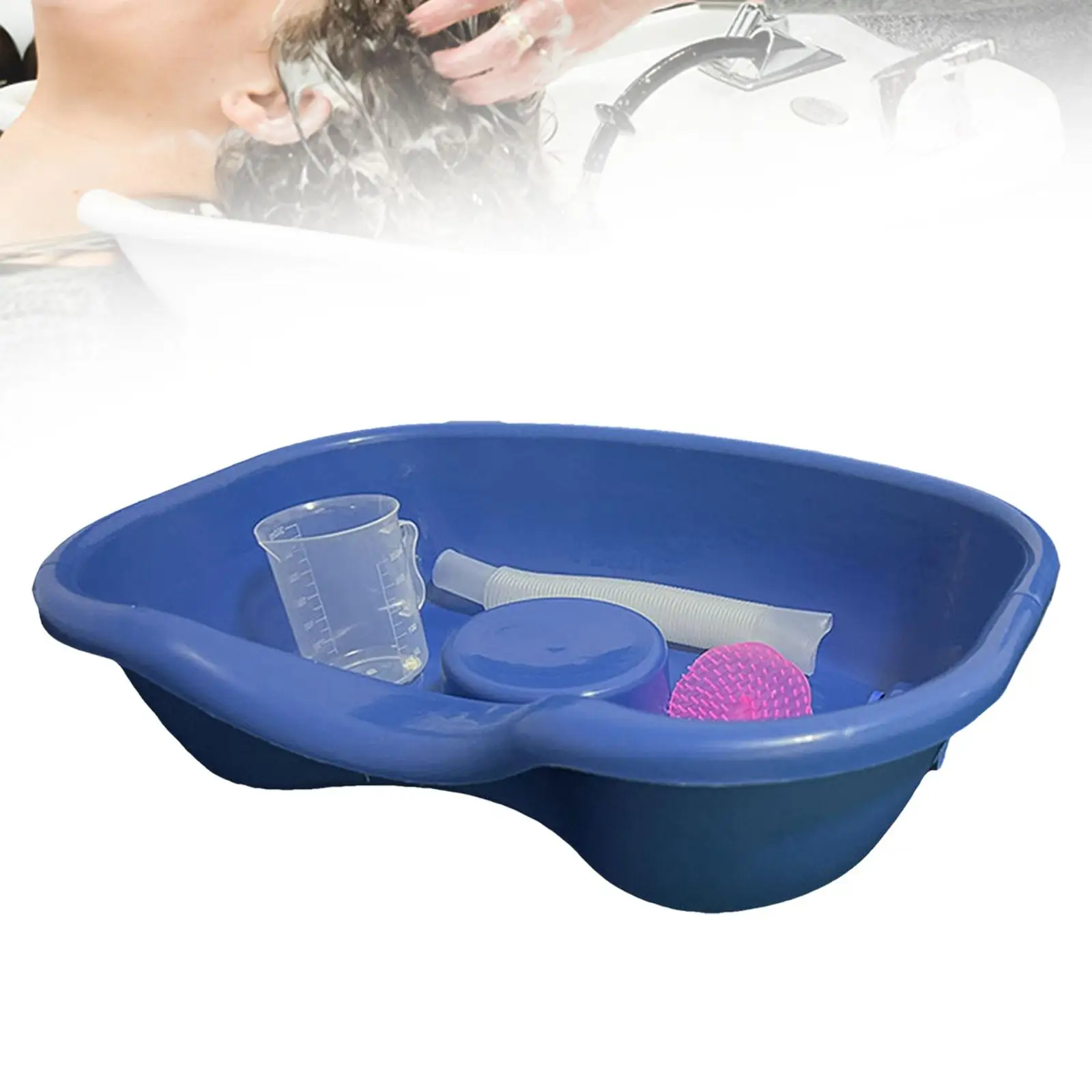 Shampoo Bowl for Bedridden, Elderly, Disabled 46x35cm Hair Washing Basin Rinse Basin Sink Attachment at Home Women Seniors