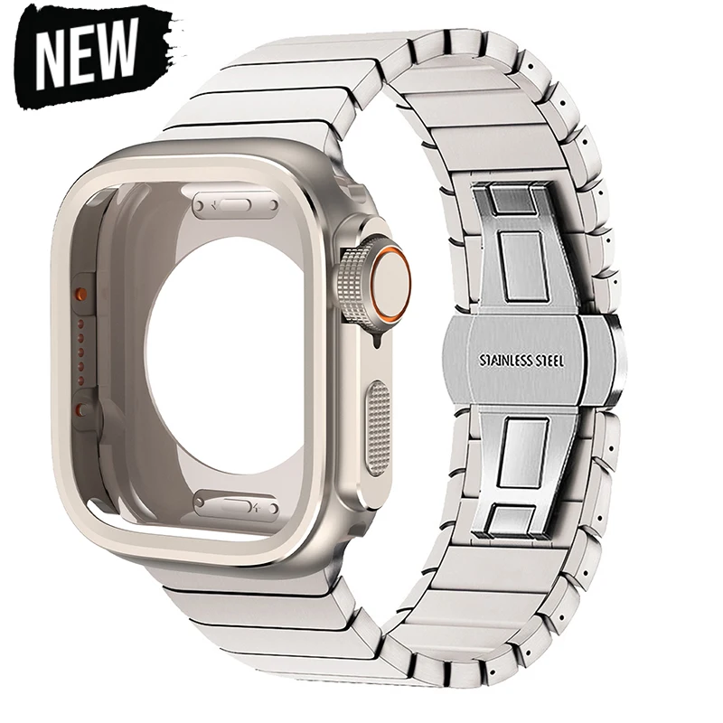 

Metal Case+Strap for Apple Watch Ultra 2 1 49mm 10 46mm 9 8 7 45mm Stainless Steel Bracelet Alloy Protector Iwatch 6 SE 5 4 44mm