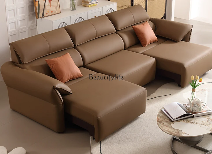 

Modern Minimalist Elephant Ears Electric Functional Sofa Small Apartment First Floor Leather Sofa