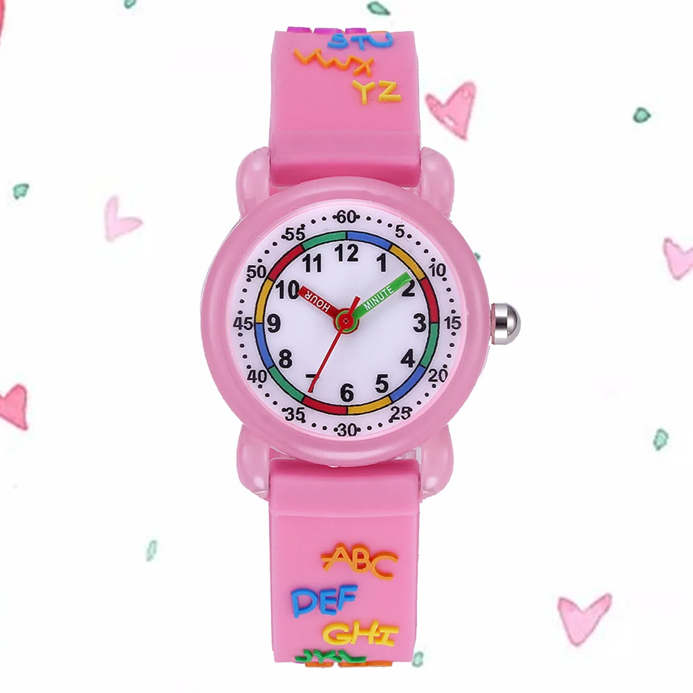 قطعة واحدة من ساعة كارتون بحركة كوارتز دقيقة وحزام مريح هدية عيد ميلاد رائعة لساعة الرسوم المتحركة الوردية #3