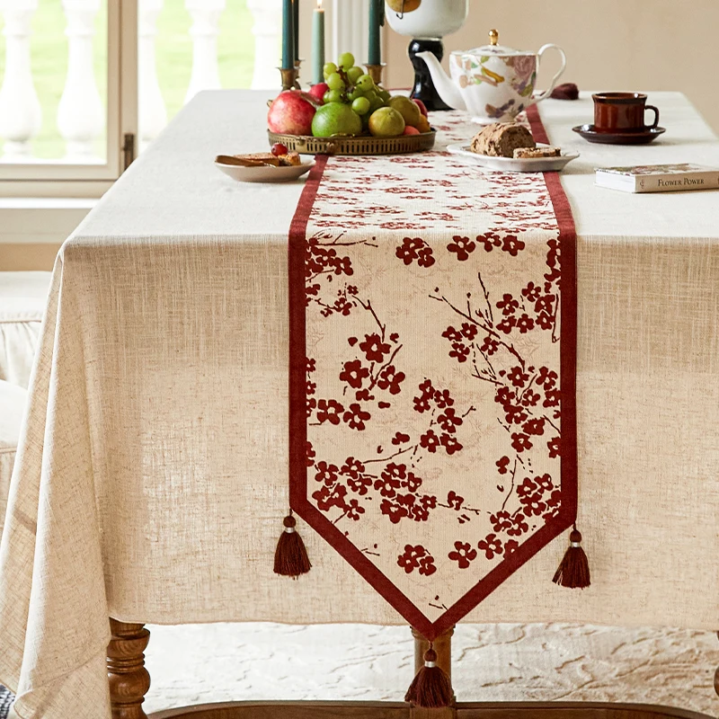 Retro Linen Table Runner Dresser Scarf Decor Reusable Kitchen Dining Table Runner Holiday Party Decorations