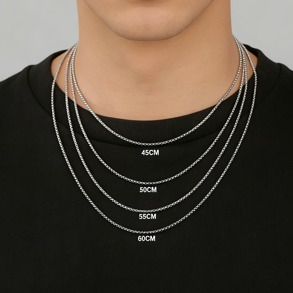 Collar de Cadena de Acero Inoxidable Skyrim para Hombre y Mujer, Estilo Punk Básico, Cadenas Largas de 2-7 mm de Grosor, Joyería Minimalista al por Mayor