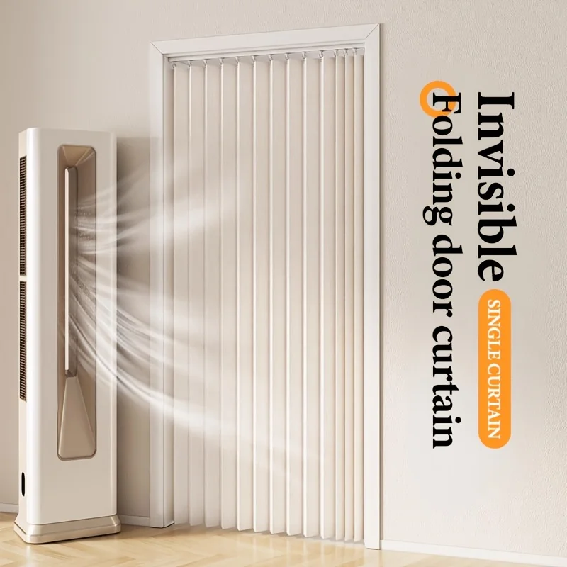 1pc Folding Door Curtain Foldable Door Curtain Plastic Hooks Hooks Included Quick Dry Kitchen Balcony Bedroom No Rod