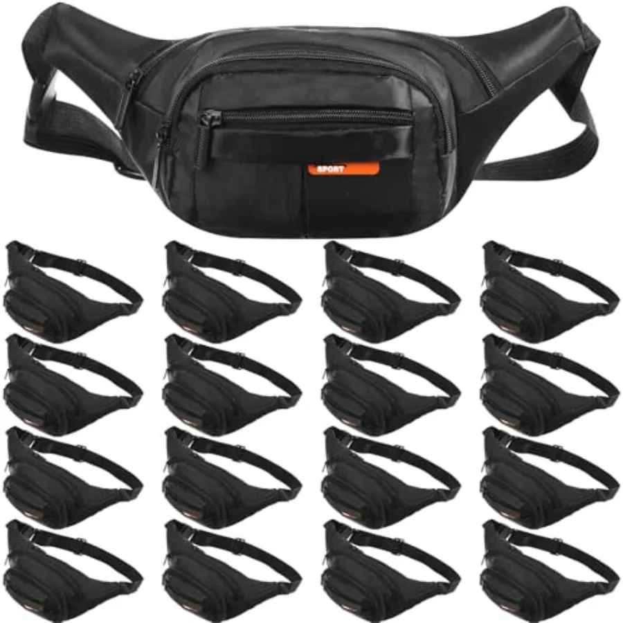 

16 Pieces Fanny Pack Bulk Adjustable Waist Bags with Zippers Crossbody Party Fanny Packs Canvas Waist Belt Bag for Women Men Te