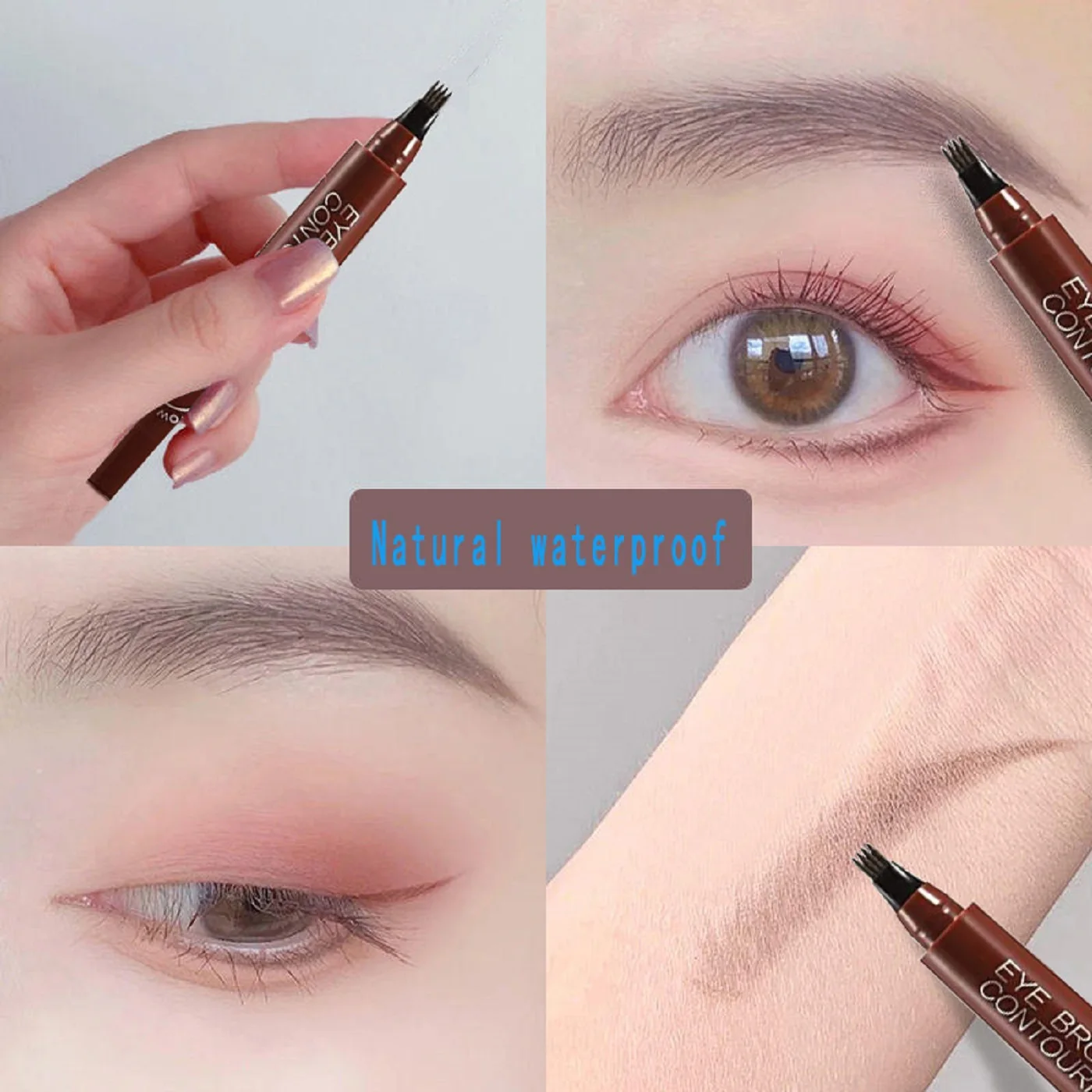 Four-Headed Eyebrow Pencil Waterproof Sweat-Proof Non-Fading Black Brown Liquid Makeup Products Official-Website Cosmetics