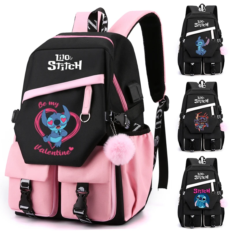 Lilo Stitch Backpack Teena Girl Boy School Backpack Hildren Rucksack Student Bag Women Knapsack Anime Canvas Mochilas Kids Gifts