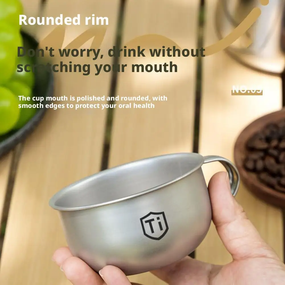 Mini Titanium Coated Cup Antibacterial Rounded Rim Portable Small Water Cup Travel Outdoor Camping Coffee Tea Mug Tableware