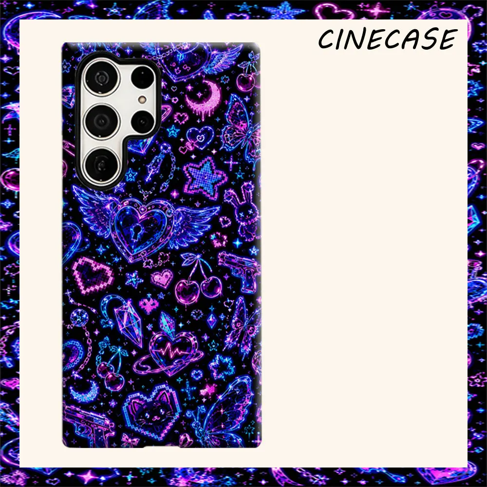 Neon Y2K For Samsung Galaxy S26 S25 S24 A56 A36 Dual Layer Luxury Fashion Full Lens Protective Case