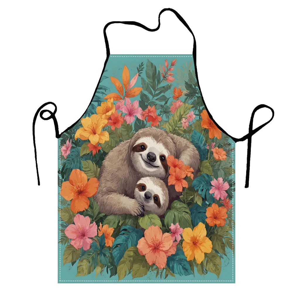 Whimsical Sloth on Tropical Leaf, Suitable for Home Cooking, Restaurants, Food Trucks, Cute Aprons, Gourmet Clothing5.23