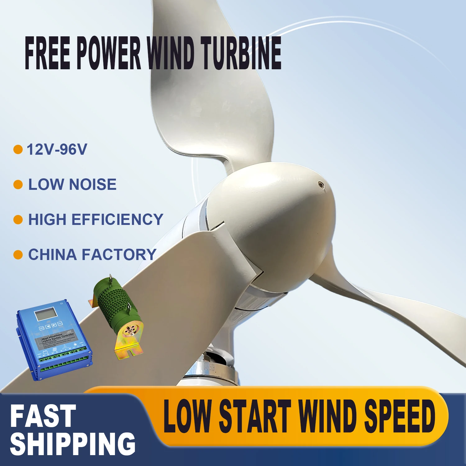 Factory Cheap Wind Energy Generator 12000W 15KW for Home12V 24V 48V Free Power Turbine Horizontal Windmill With MPPT Controller