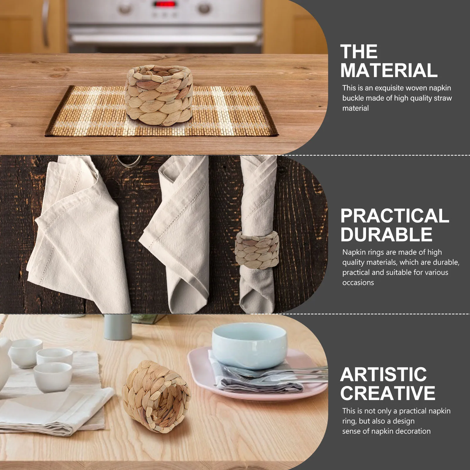 

4Pcs Woven Napkin Holding Rings Elegant Craft Napkin Buckle for Wedding Event Banquet Tableware Decoration Set