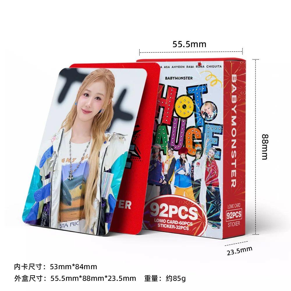 Kpop جديد 92 قطعة/المجموعة BABYMONSTER جديد خاص الساخن صلصة صور بطاقة المعبود حساب اليد ملصقات LOMO بطاقة المشجعين جمع هدية #5
