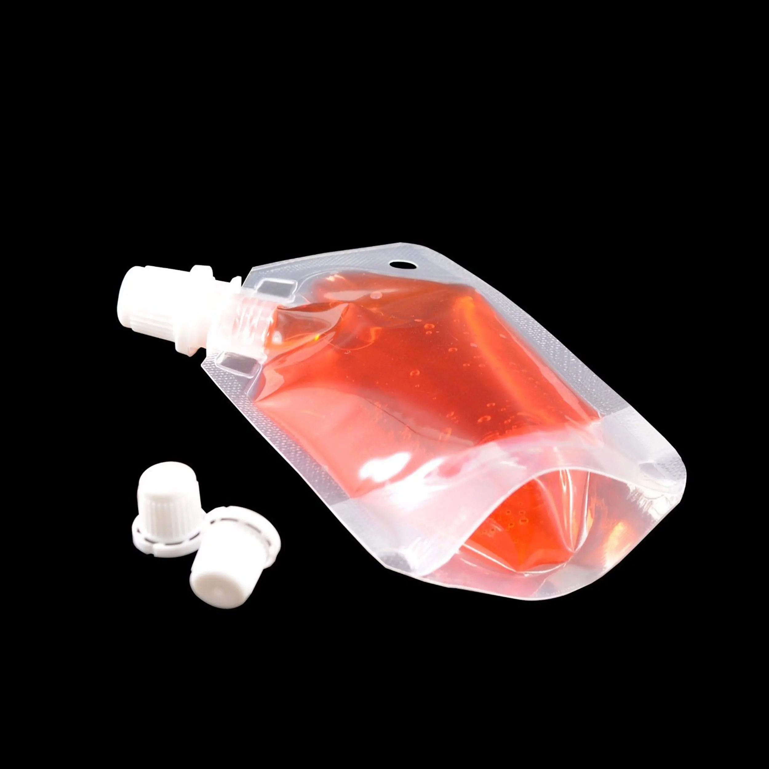 50Pcs 50Ml  Transparent White Small Stand Up Drinking Spout Packaging Bag  Beverage Juice Plastic  Pouch Bag With Cap