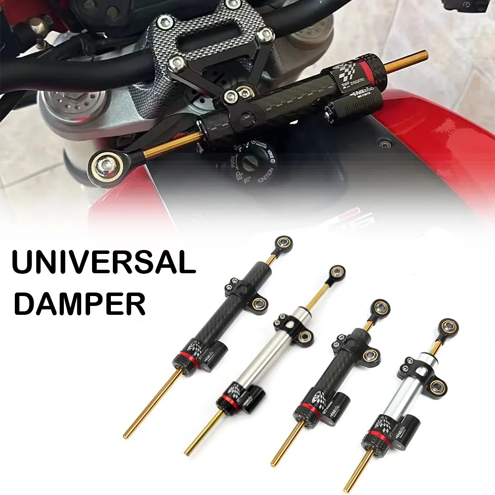 

Регулируемый демпфер рулевого управления мотоцикла, стабилизатор рулевого управления 255 мм 345 мм для Honda Kawasaki Yamaha, текстура углеродного волокна