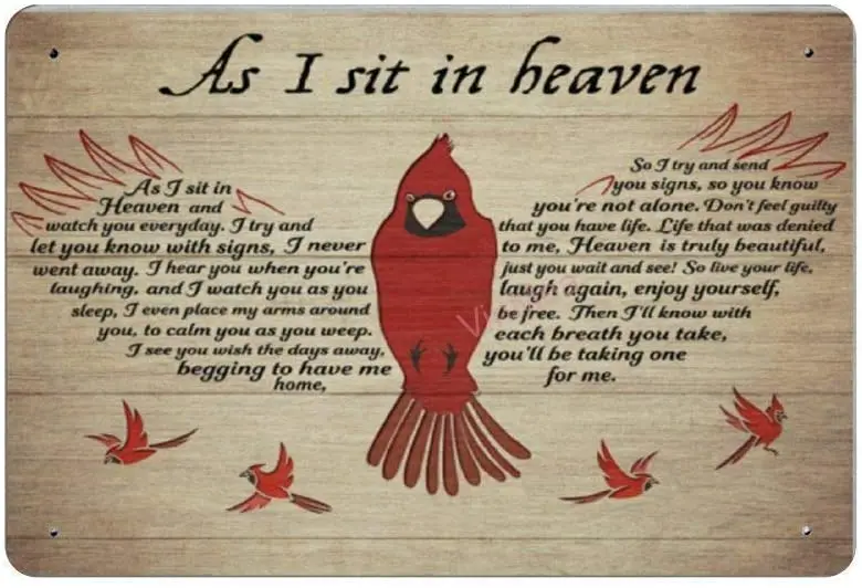 SIGNSHM As I Sit in Heaven Retro Metal Tin Sign Plaque Poster Wall Decor Art Shabby Chic Gift Suitable 12x8 Inch