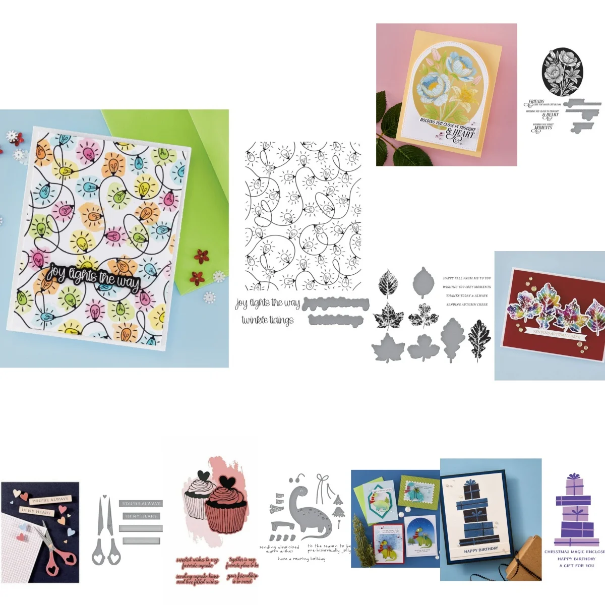 

Christmas Cupcakes Dinosaur Fireplace Presents Hot Foil Metal Cutting Dies Stencil for DIY Making Card Scrapbook Decoration