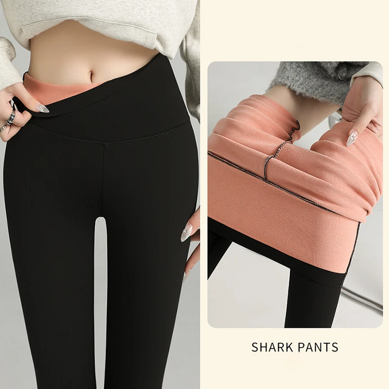 

Женские черные флисовые штаны для йоги, корейские эластичные утягивающие леггинсы с высокой талией, женские осенне-зимние однотонные теплые леггинсы