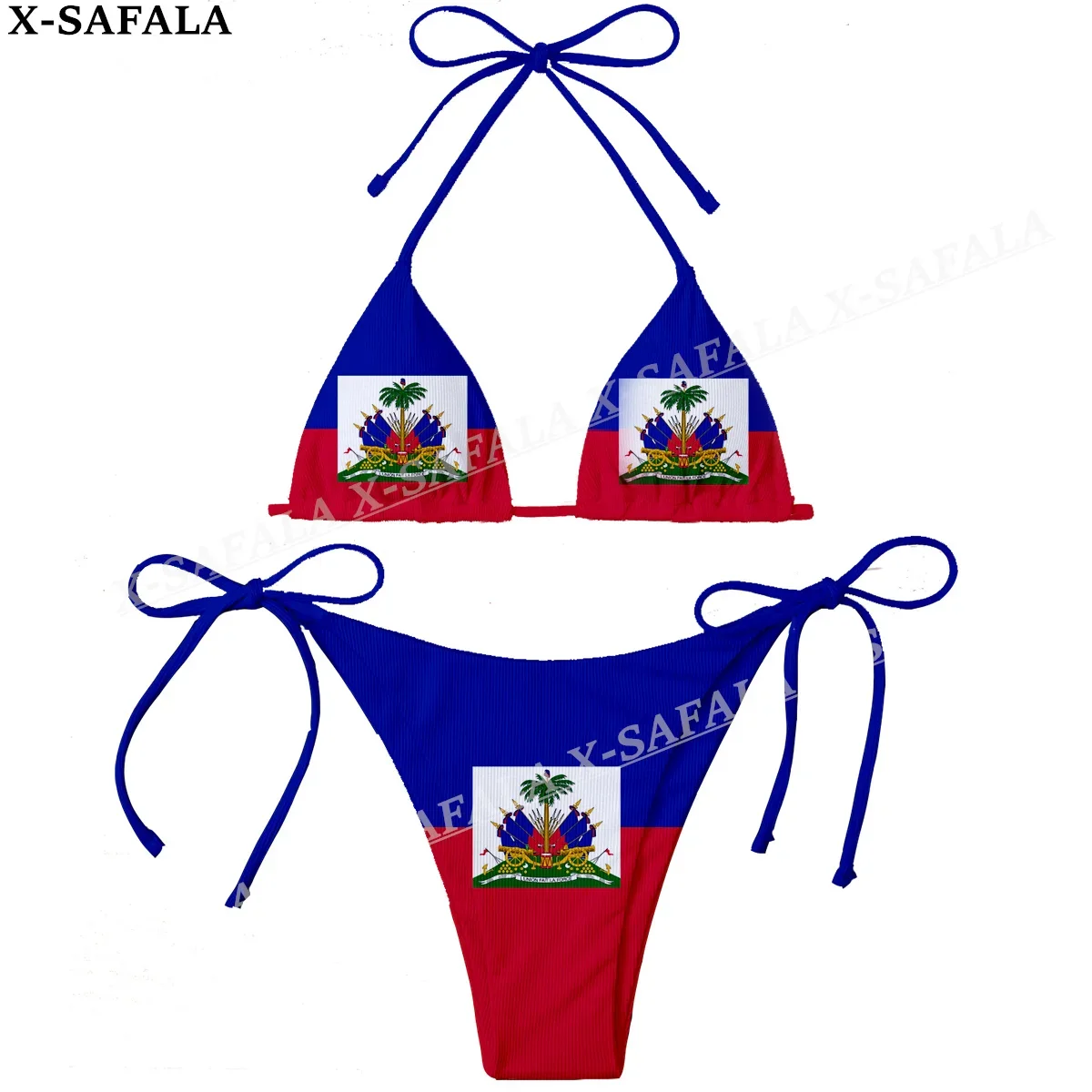 Bendera Negara Haiti Set Bra Bikini seksi mikro wanita cetak 3D pakaian pantai seksi musim panas dua potong pakaian mandi Swimwear-1