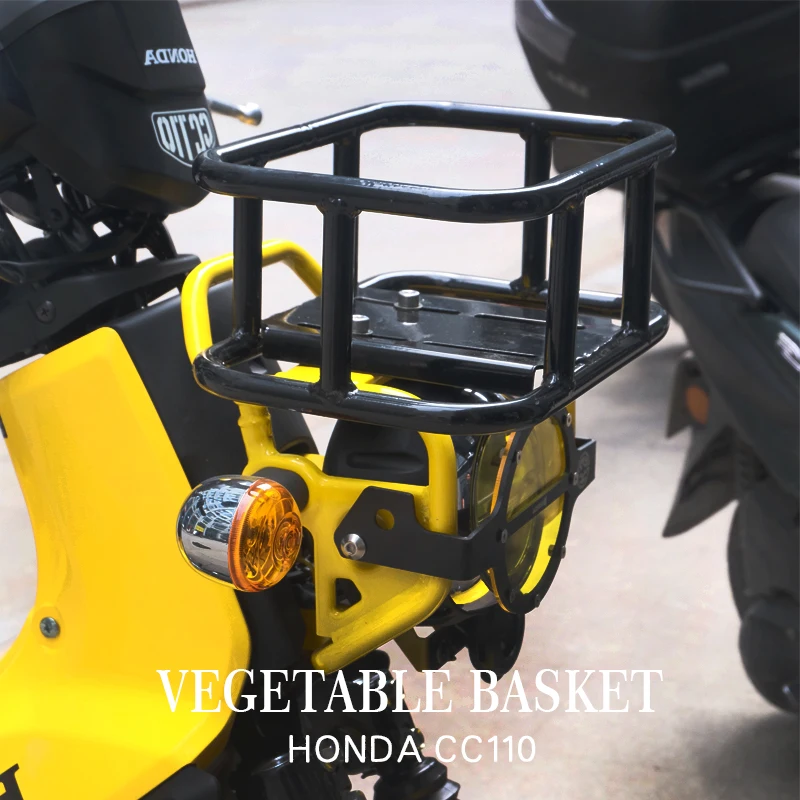 Front Storage Rack For Honda CC110 Cross Cub  JA45 JA60 AA06 Vintage Grocery Basket Curved Beam Motorcycle Accessories Parts