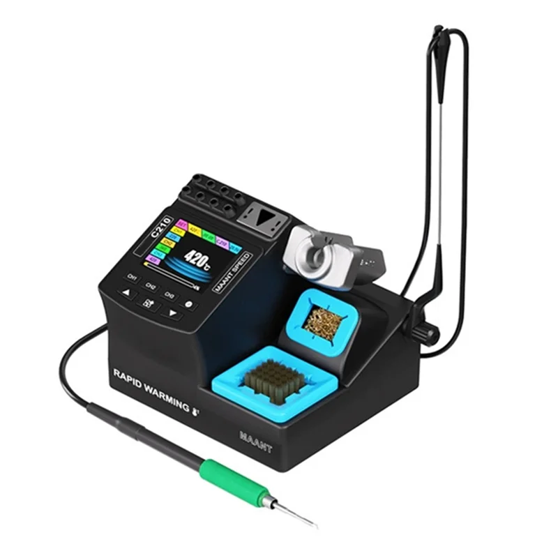 

M12K-C210 Digital Soldering Station For Handle Repair 200W Rapid Heating Adjustable Temperature 60-460° C Featuring Color Screen