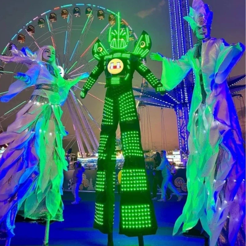 LED Roboter Licht Kostüm Beleuchtung Bühne Set Led-bildschirm Disfraz Halloween Party Leistung Cosplay Kleidung Gogo Tänzerin Kostüme