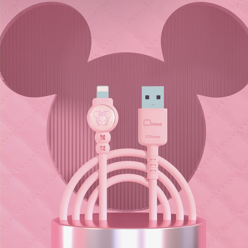 Kawaii Winnie Minnie Mikey Mouse cute Data Cable Anime Sanrio Girly Heart Cute 1M Fast Charging Dual Interface Data Cable