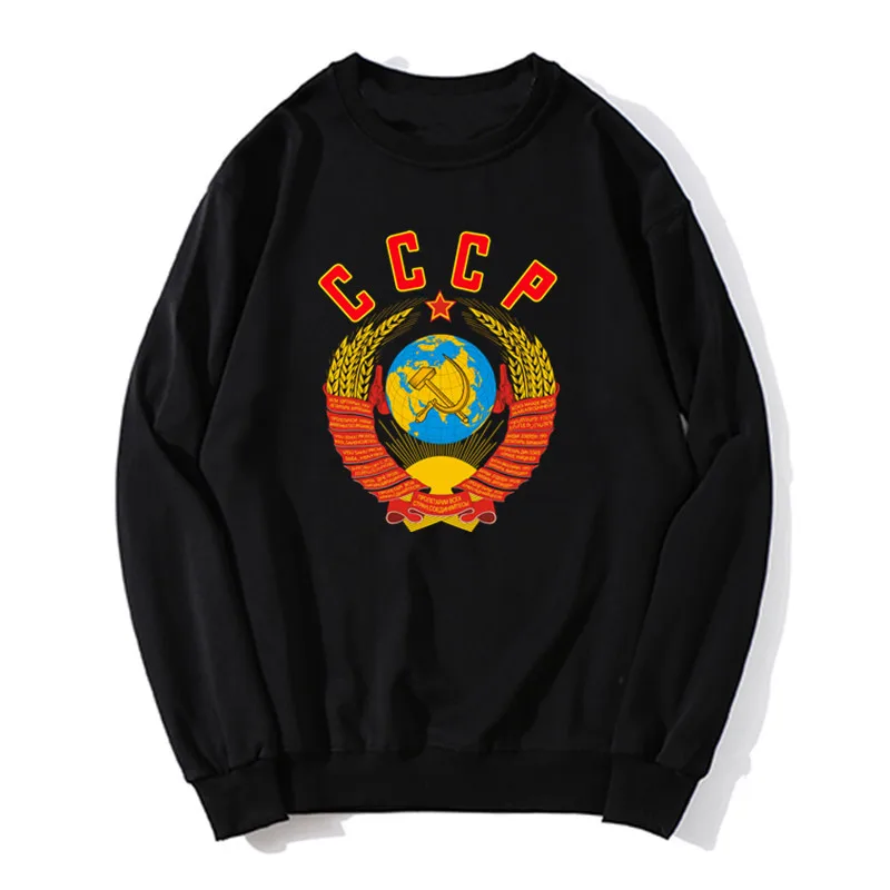 Cccp Rusia Soviet Crest Logo Putin merah Tentara Komunis Kgb Hoodie pria kapas Sweater Unisex Streetwear Harajuku