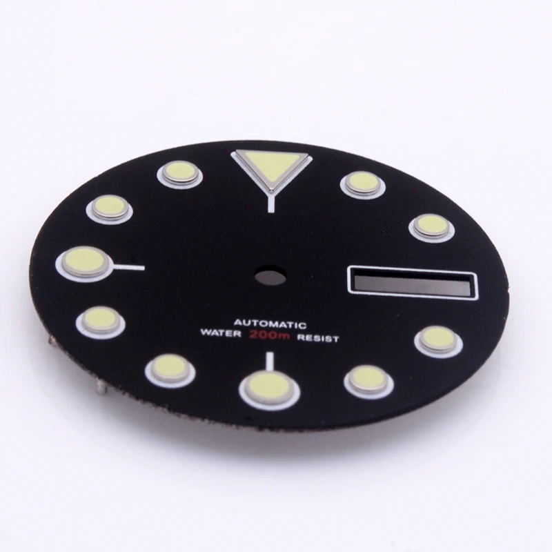 NH35 Dail Green Luminoso Esfera de 28,5 mm con marcadores de gotas de agua Se adapta a la caja NH35 Movimiento 7S26 Turtle Abalone SKX007 Reloj para hombre