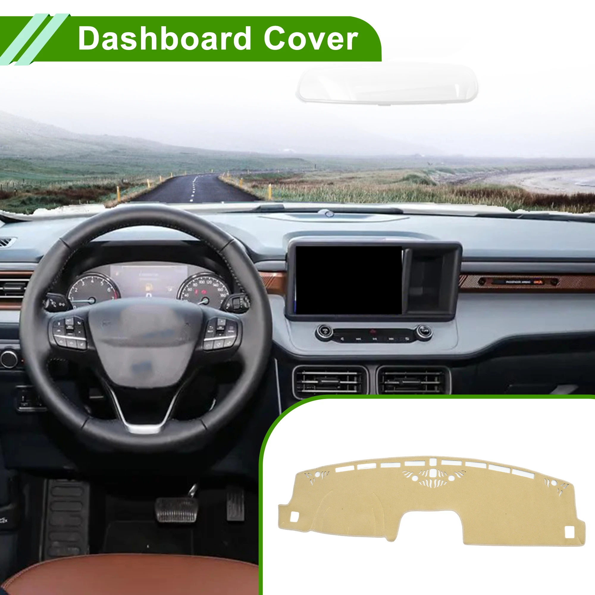 

Накладка на приборную панель UXCELL для Ford Maverick 22-25 без HUD, полиэстер, бежевая, 1 шт.