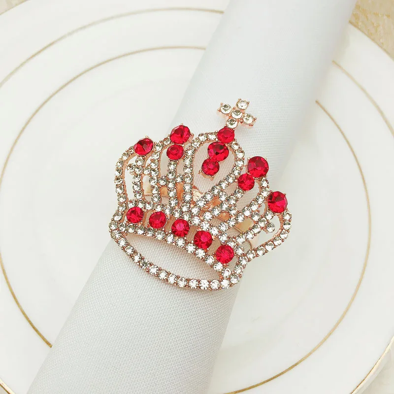 

6PCS Hot sale crown diamond napkin ring metal napkin ring napkin buckle suitable for wedding holiday party decoration
