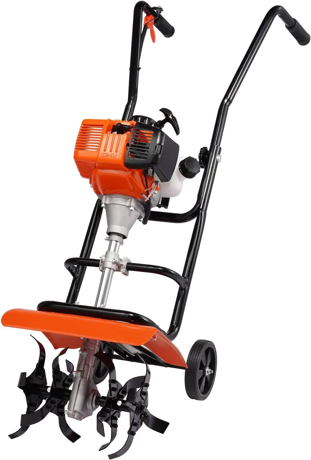 

Tiller Cultivator, 31CC 4-Stroke Garden Cultivator, Tiller with 4 Steel Adjustable Front Tines for Lawn, Garden and Field Soil C