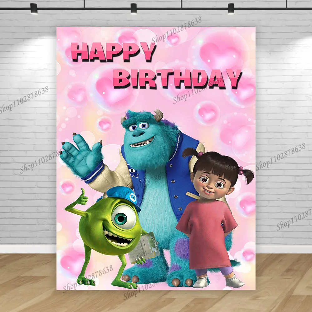 Vertical Monster Inc Background Boo Boy Girl Birthday Party Monsters University Photography Backdrop Baby Shower Banner Decor