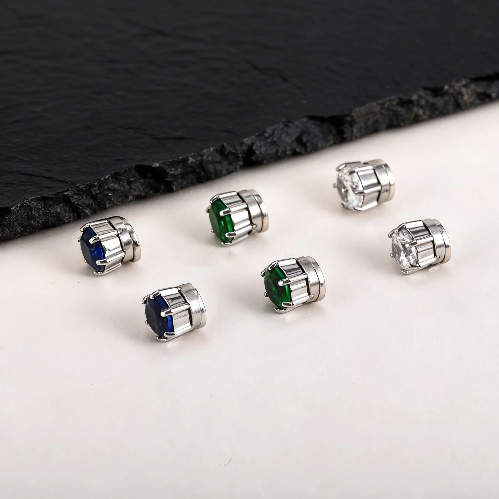 Vnox Six Claw Zircon Magnetic Clip Earrings for Men Women, Stainless Steel Non-Pierced Clip-on Earrings, Cubic Zirconia Ear Gift view 5