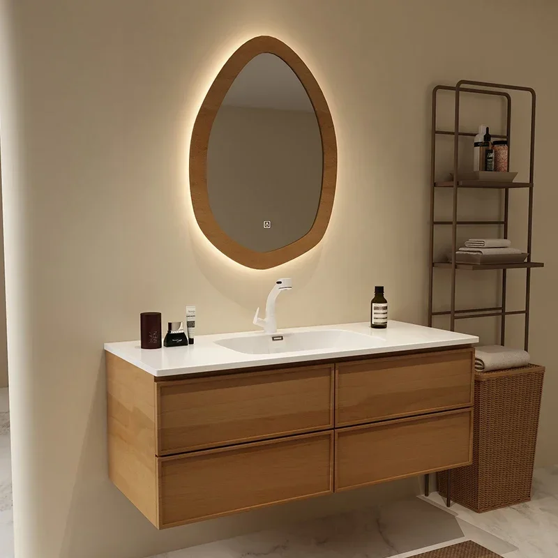 Towel Cabinet Wc Furniture Mirrors Bathroom Storage Luxury Shelf Wall Wooden Sink Base Double Washbasin Floor Multifunction Home