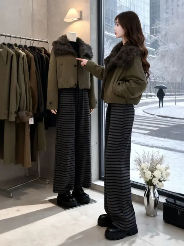 

Korean Sle Thiened Warm Cotton Jaet Women's Faionable Spring Coat Button Closure ort Length Pure Color