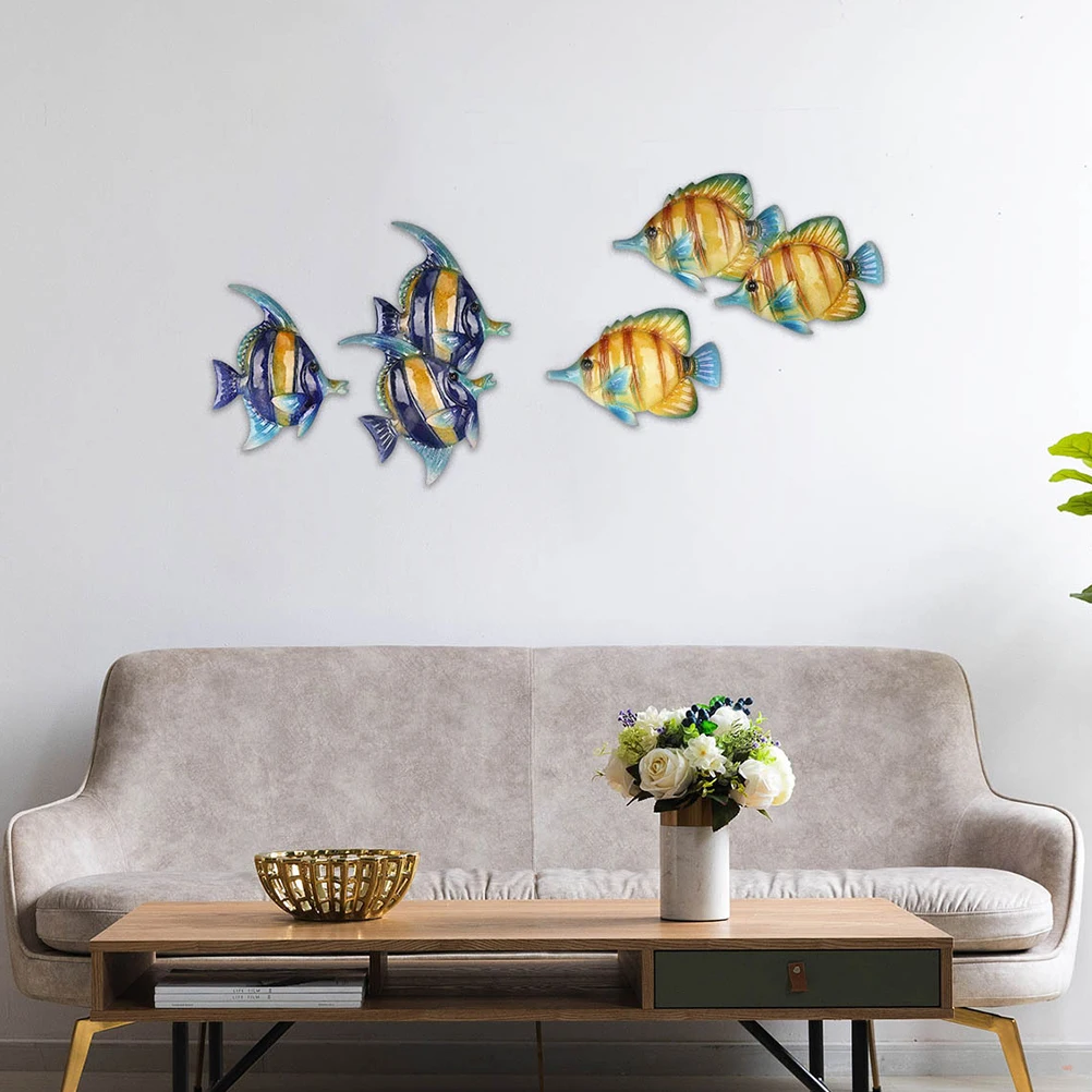 

Creative Iron Tropical Fish Wall Hanging Home Garden Decoration 3D Fish Pendant Decorative Accessories (Random Style)
