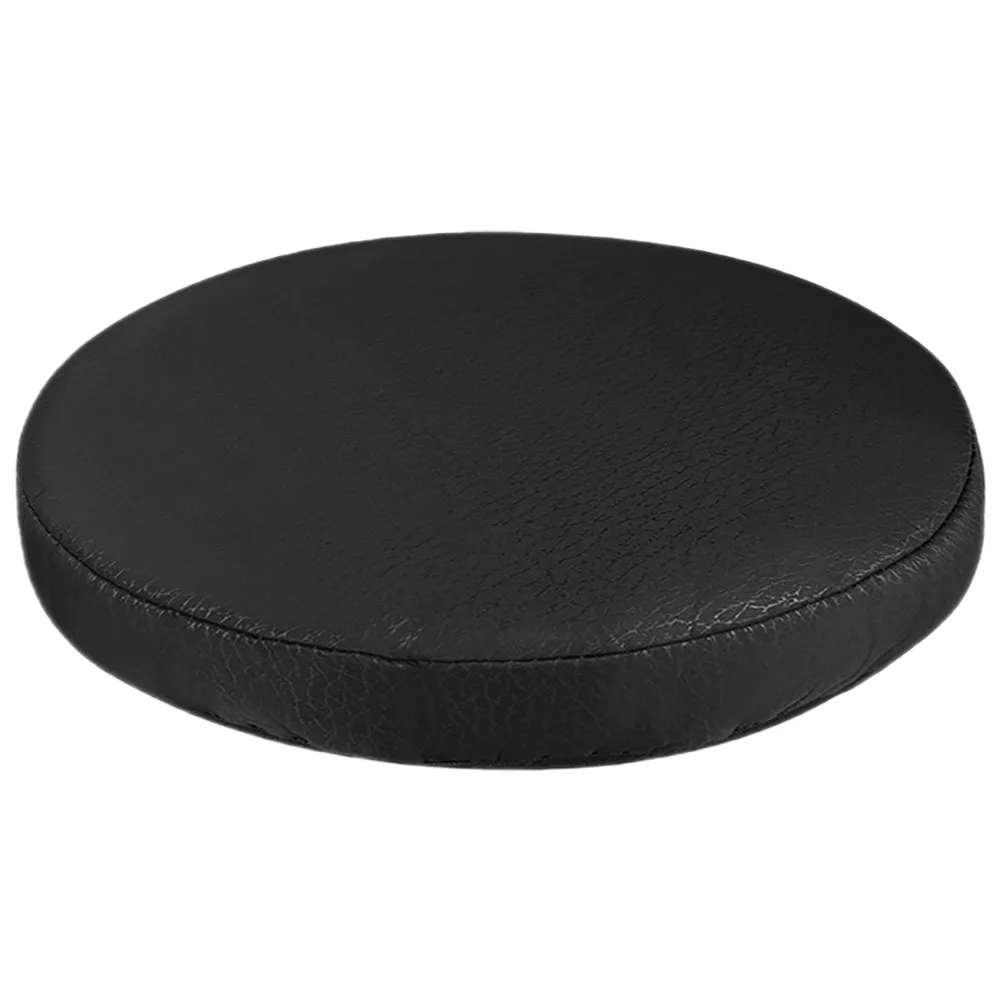 

Round Stool Cover 33 Cm Black Elastic Slipcover Washable Pu Waterproof Seat Cover For Kitchen Bar Chair Furniture