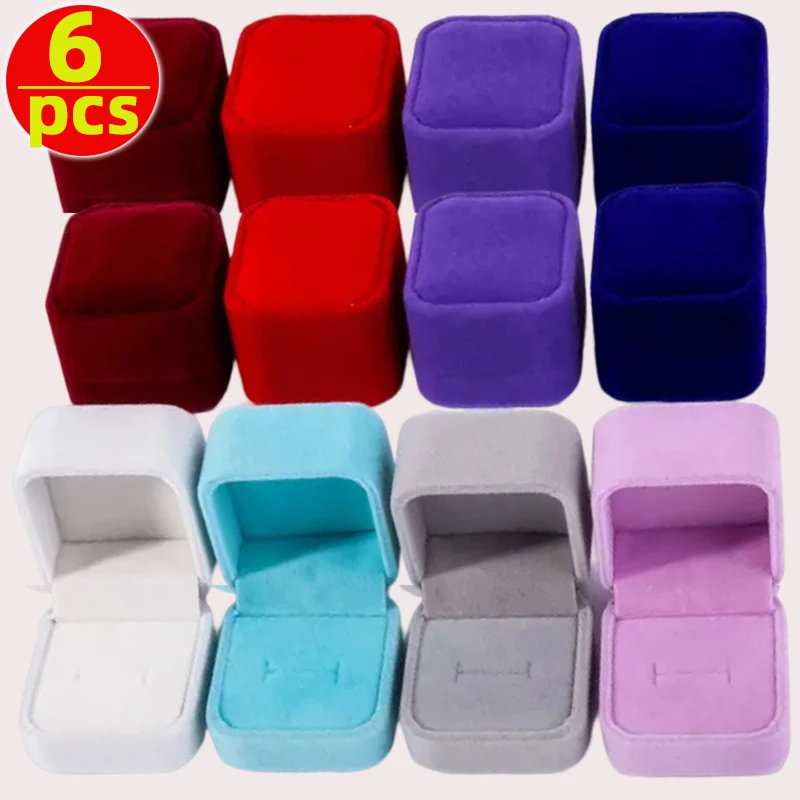 6Pcs Jewelry Display Case Velvet Ring Box Holder Gift Heart Boxes Wedding Romantic Organizer Engagement Ring Case Wholesale