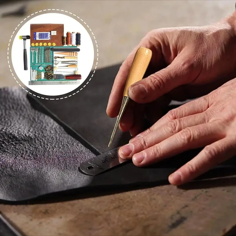 AT02-Leather Working Tools Manual Leather Crafting Tool Leatherworking Tool Set Versatile Leather Punch Tool Leather Making