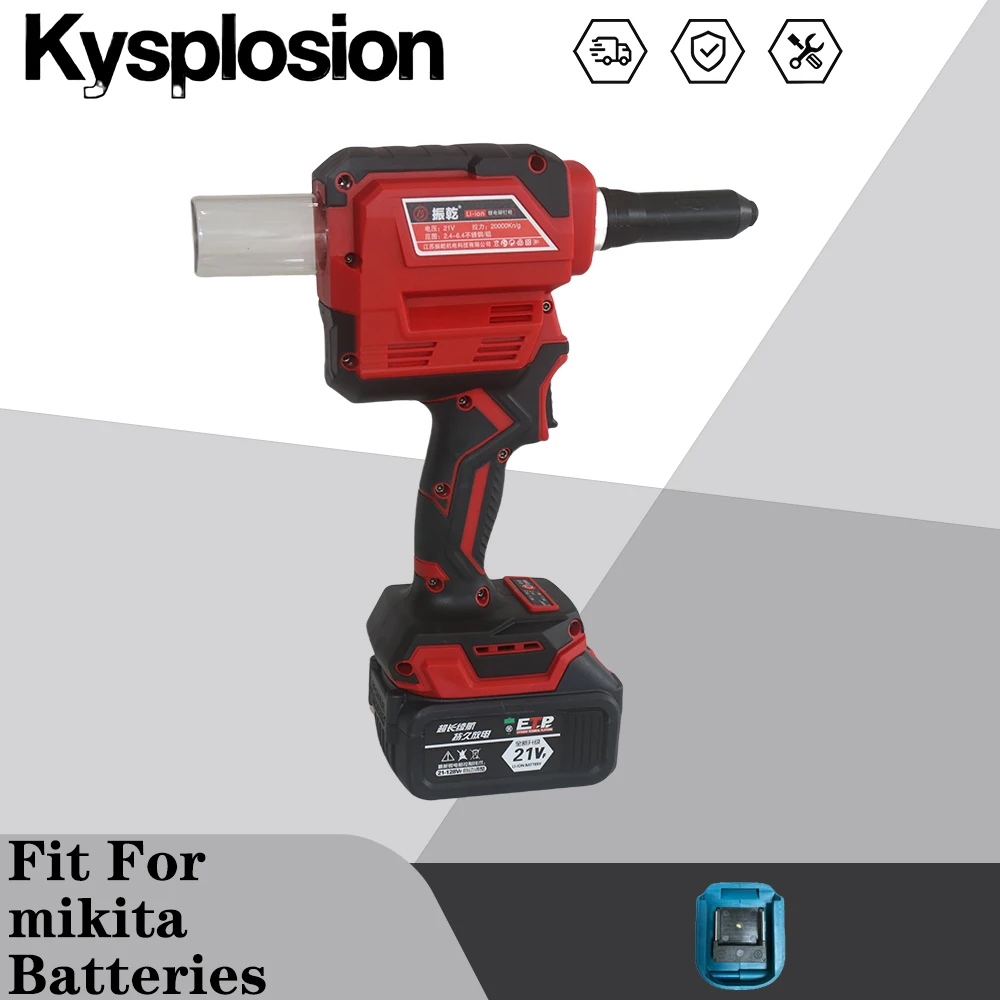 Riveteuse 28mm pistolet à rivets sans brosse sans fil, riveteuse à écrou de gamme 2.4-6.4cm riveteuse manuelle pour perceuse outil de nouveauté pour batterie makita