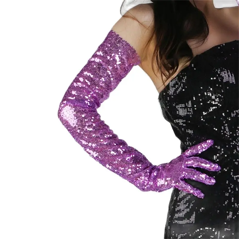

70 см длинные женские перчатки с блестками и вышивкой, блестящие кружевные тюлевые сетчатые прозрачные вечерние перчатки, женские сенсорные перчатки WWS45