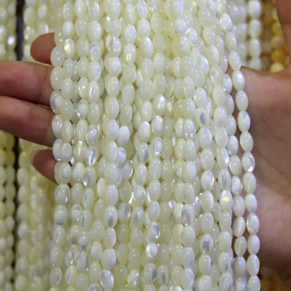 Natural Rice shape Trochus Top Shell Stone White   Beads For Jewelry Making DIY Bracelet Necklace 4*7/5*8/6*9 mm Strand 15\'\'