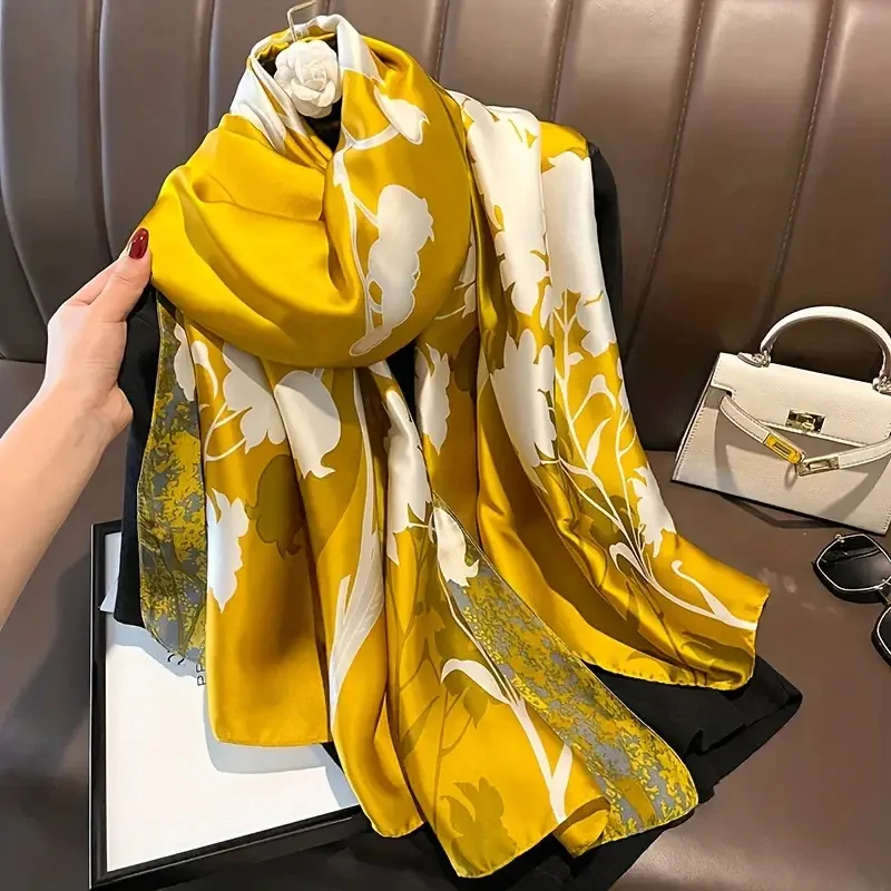 Spring Scarf Women's Luxury Design Scarf Silk Smooth Scarf Soft Muslim Headband Shawl Beach 90x180cm 2025