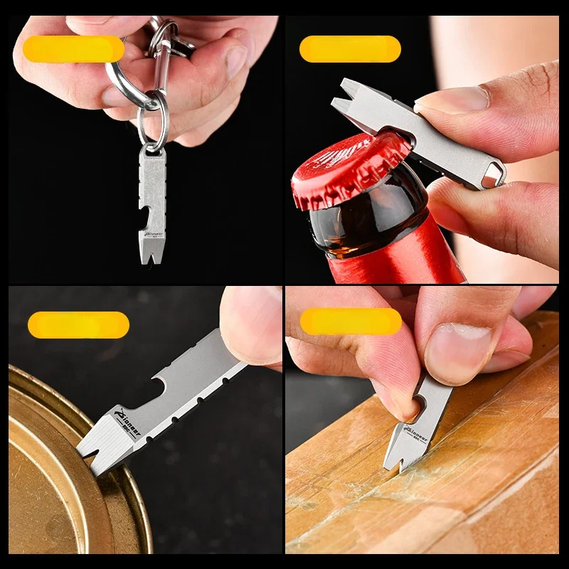 Titanium Alloy Mini Tide Play Crowbar Opener EDC Personalized Titanium Alloy Tide Play Accessory Hanging