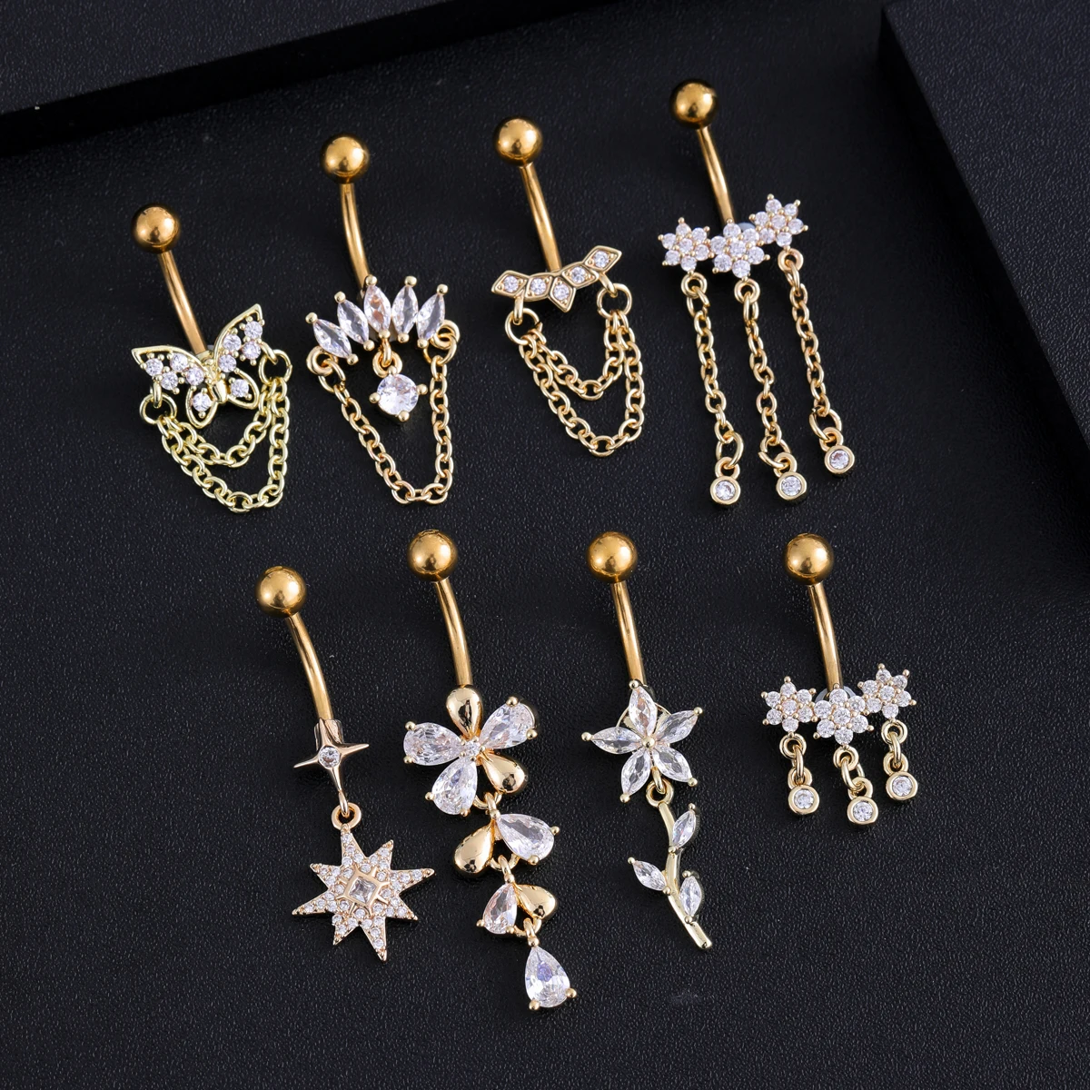1PC Butterfly Heart Dangled Belly Button Rings Piercing Ombligo Oreja Nombril Stainless Steel 14G Navel Piercing Belly Jewelry